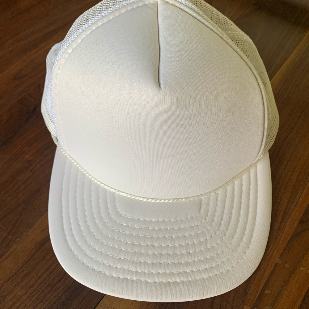 White Plain Mesh Snapback Adjustable Hat